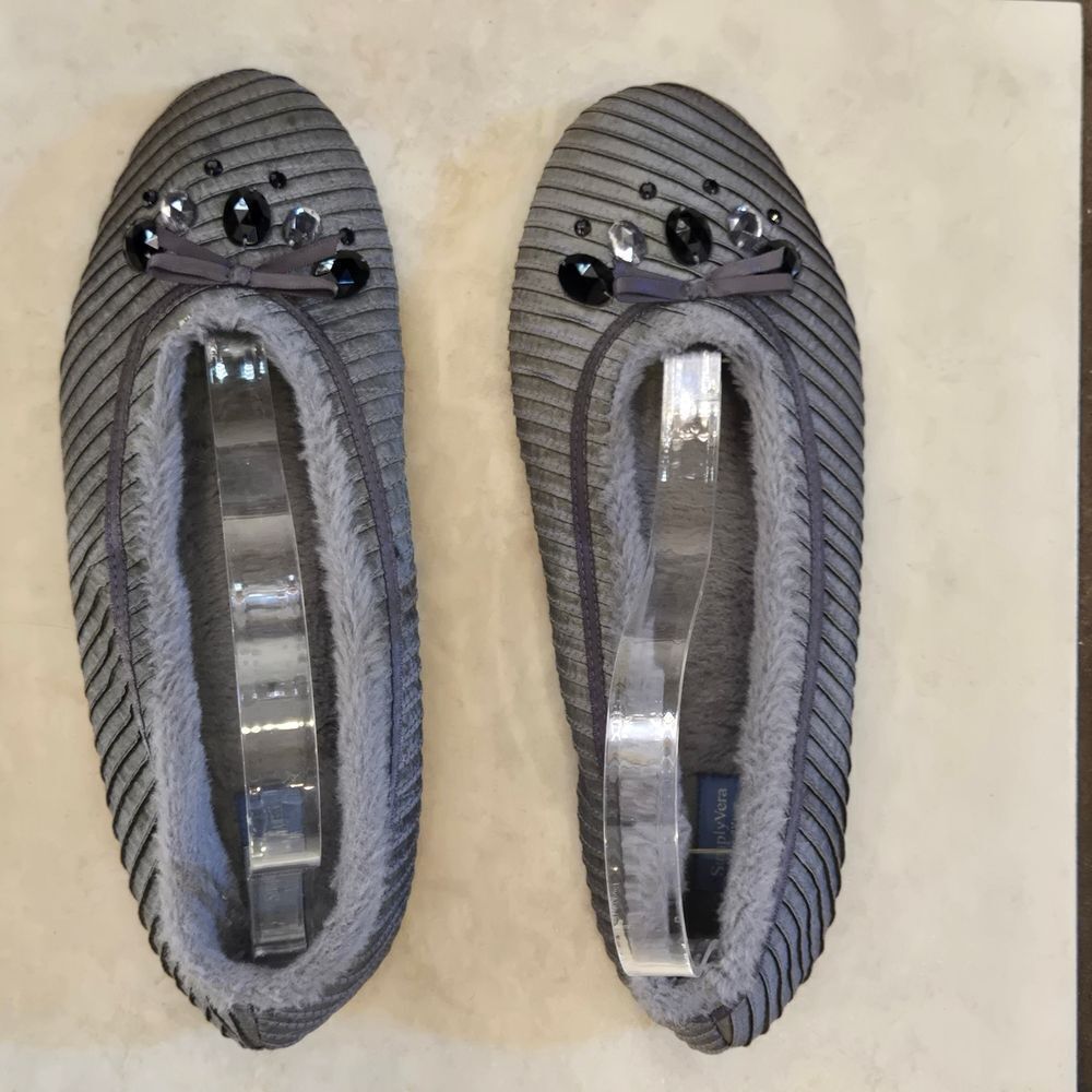 Simply Vera Vera Wang Gray Embellished Slippers